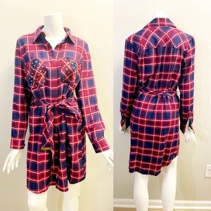 michael kors plaid shirt dress raspberry